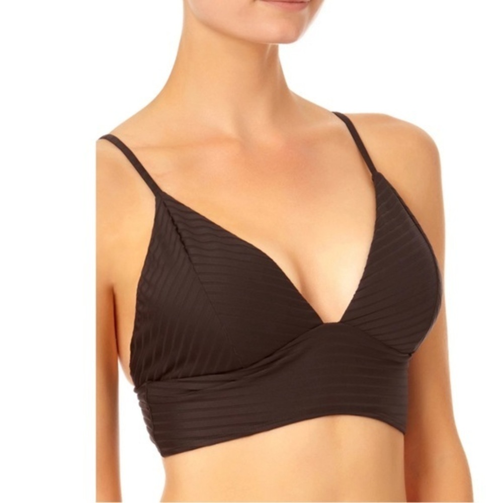 New No Boundaries Junior's Wide Rib Longline Bikini Swim Top Large 11-13
